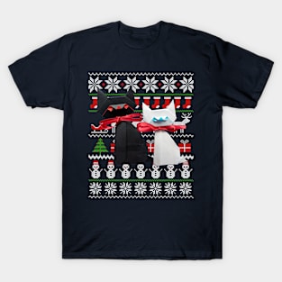 Origami Cute Cats Paper Folding Art Ugly Christmas Sweater T-Shirt